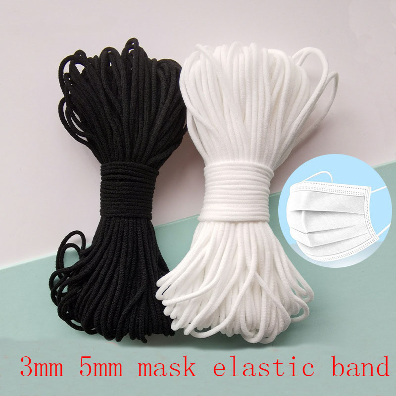 Mask Lanyard Adjustable - Mask Elastic Rope 3mm Round White