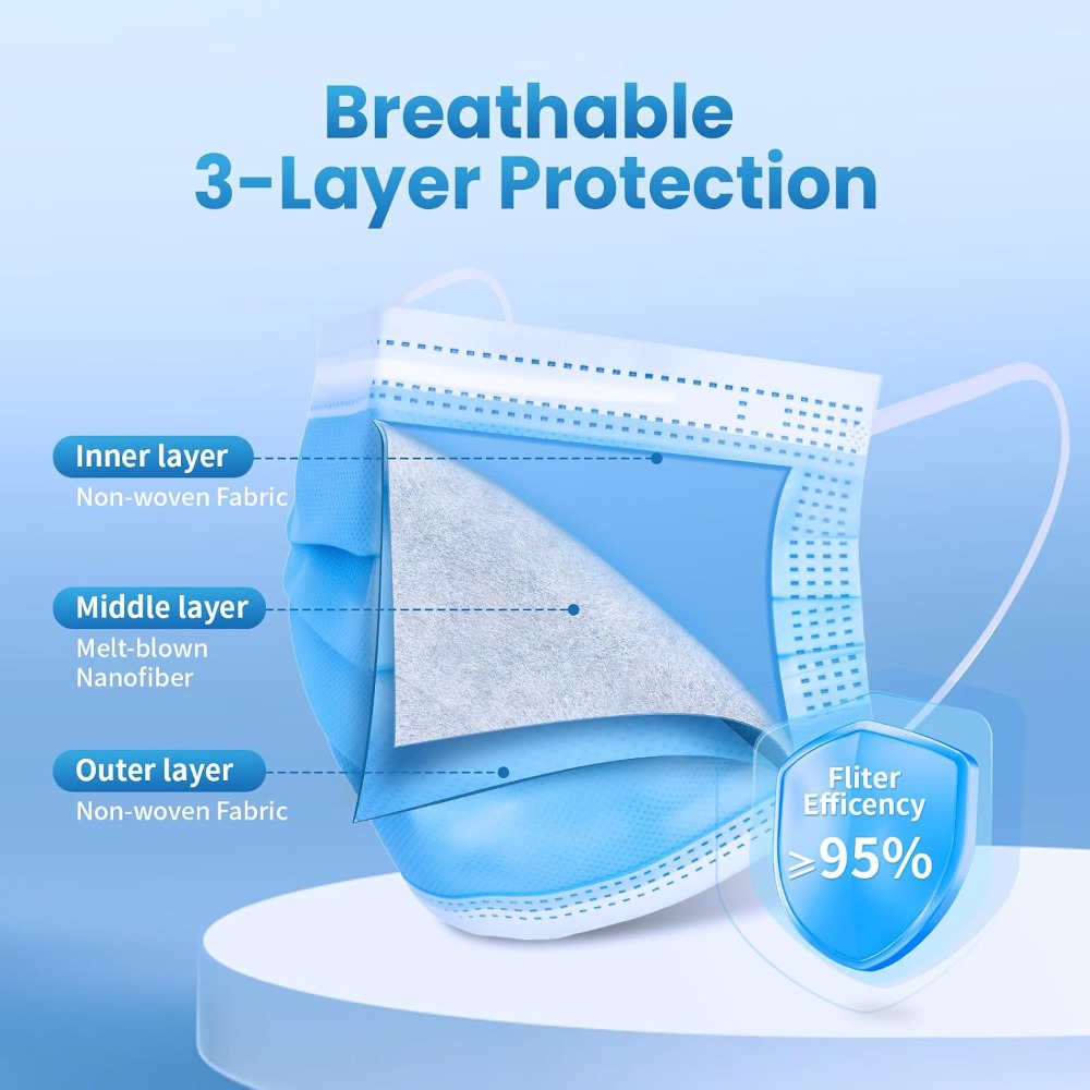 Blue Disposable Face Mask 100  - Disposable Mask Blue recension och pris
