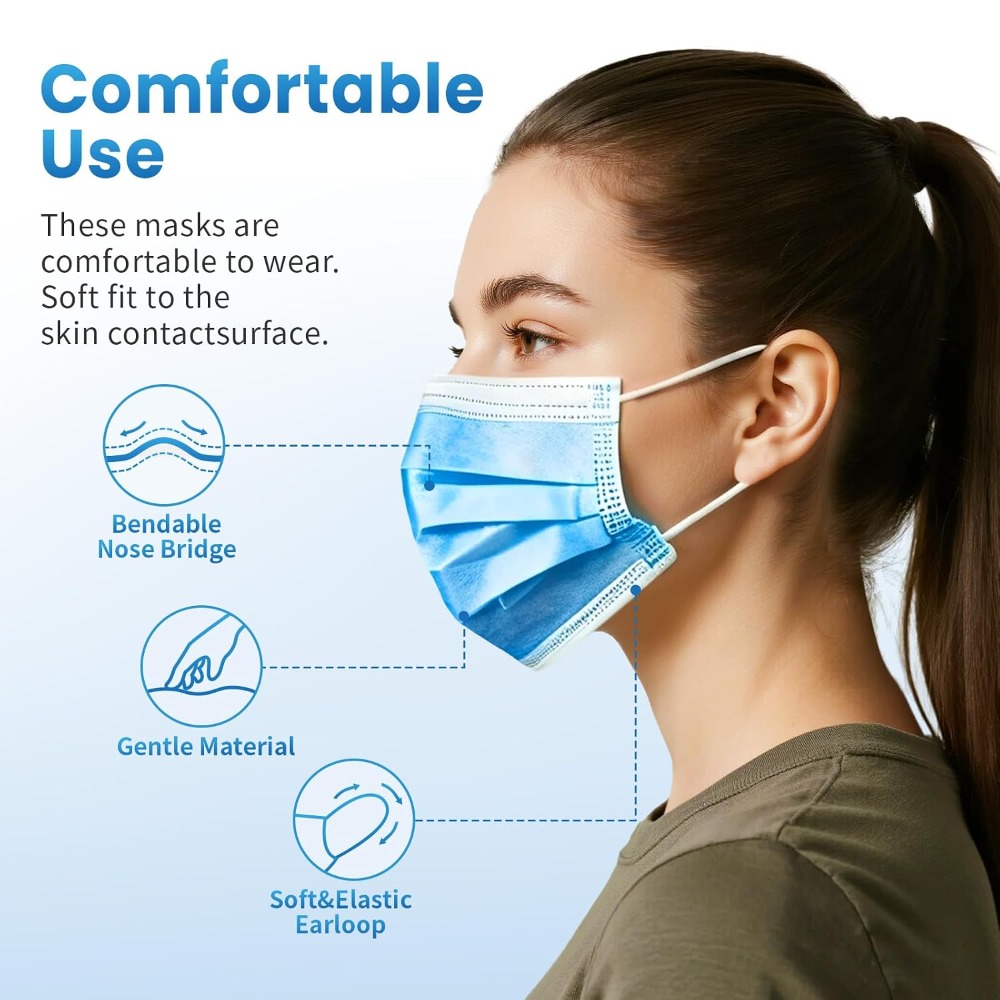 Blue Disposable Face Mask 100  - Disposable Mask Blue recension och pris