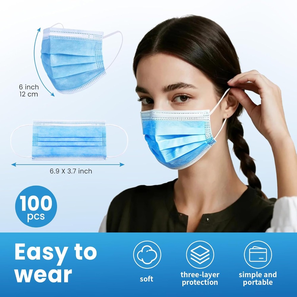 Blue Disposable Face Mask 100  - Disposable Mask Blue recension och pris