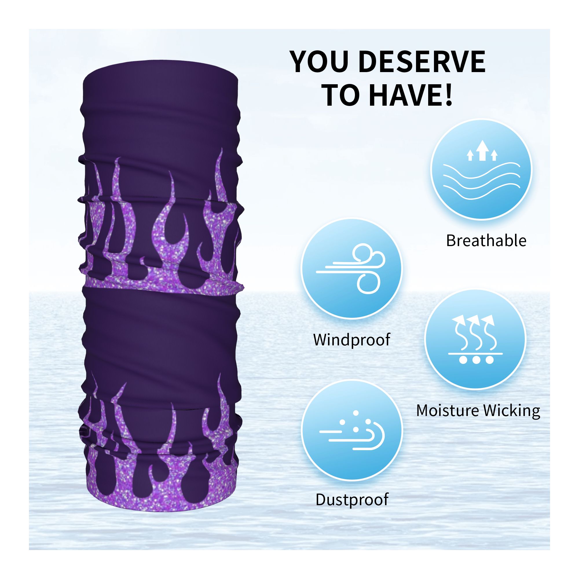 Custom Purple Glitter Flames B - Neck Gaiter Face Cover recension och pris