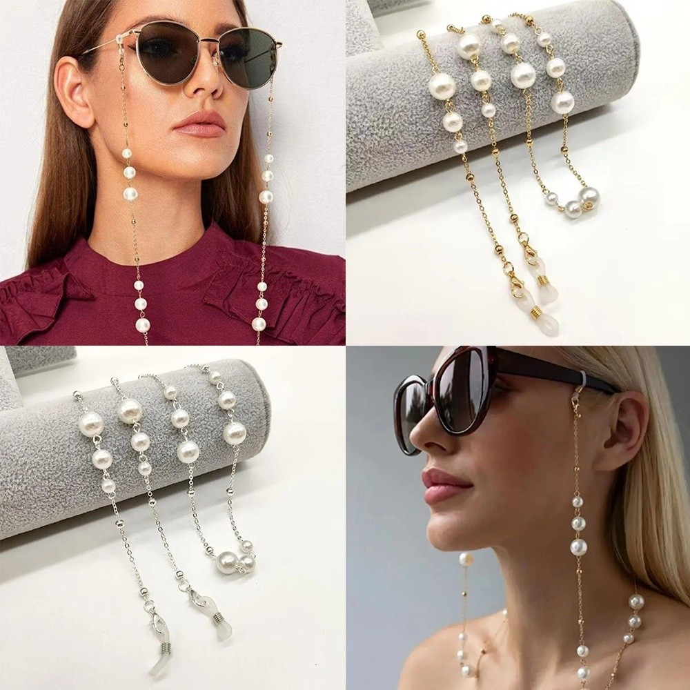 Trendy Pearl Beaded Sunglass C - Mask Lanyard Adjustable recension och pris