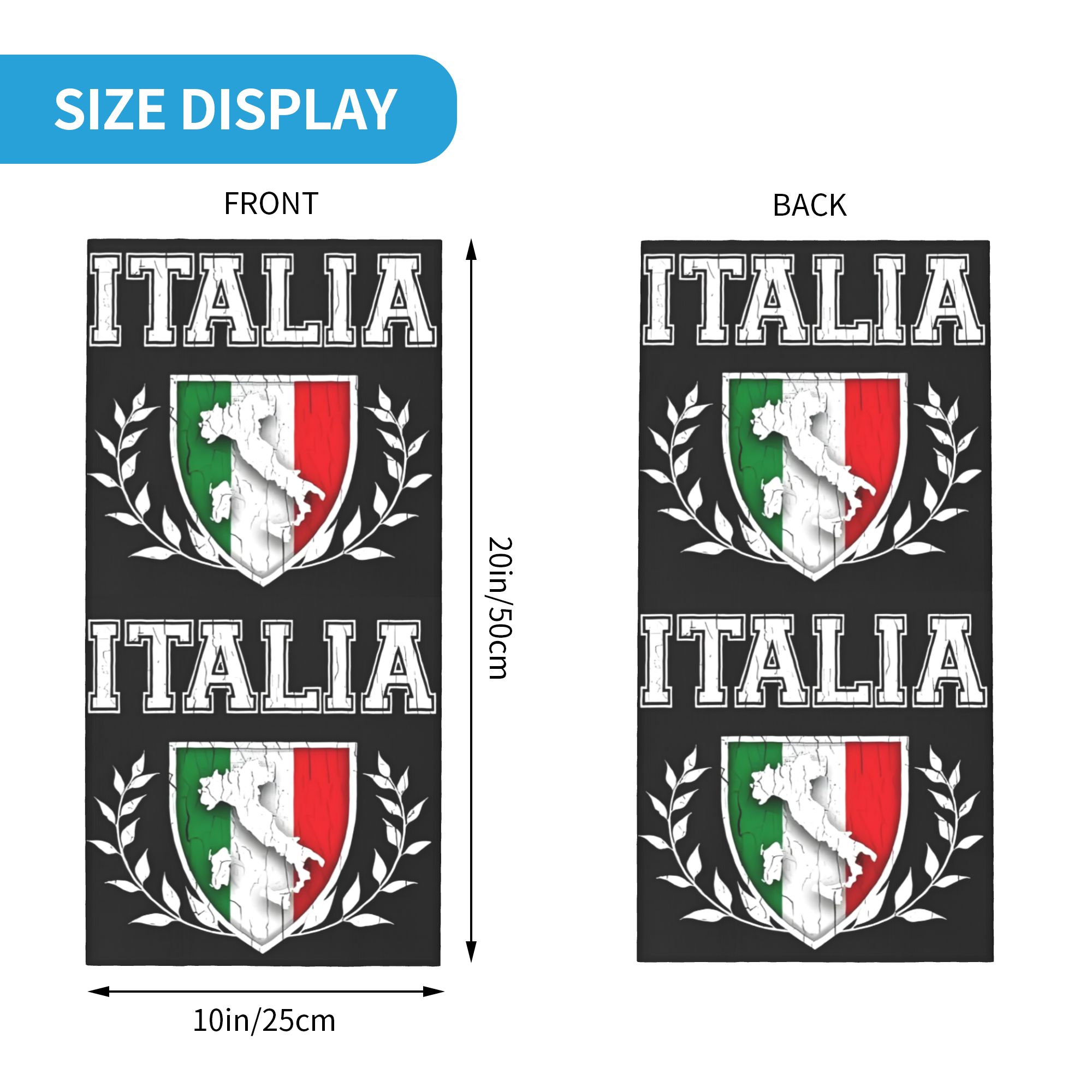 Custom Italy Flag Bandana Neck - Neck Gaiter Face Cover recension och pris