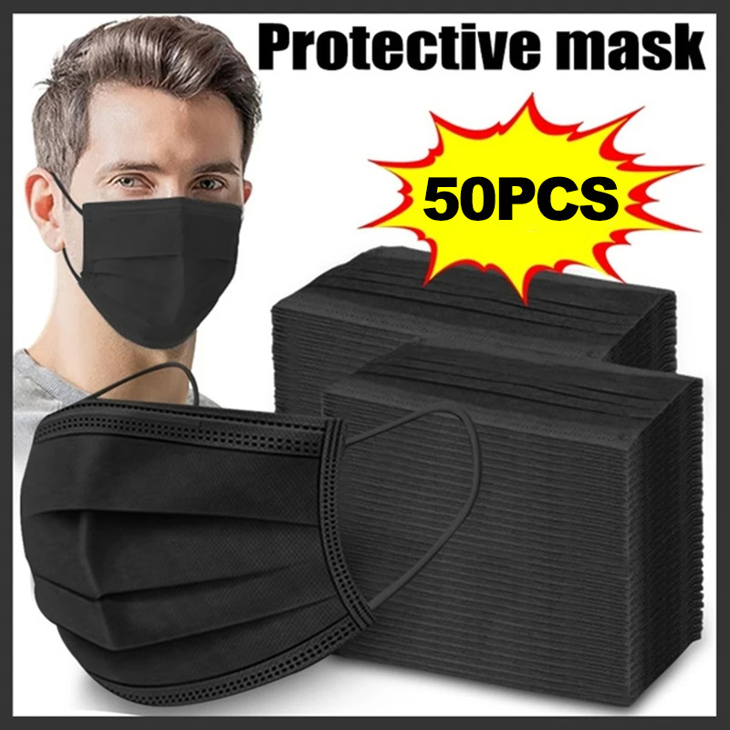 Masks 3-layer Mask Face Masks  - Black Face Mask Pack recension och pris
