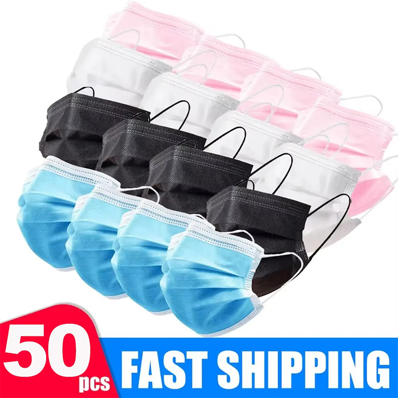 50Pcs 3-layer Mask Face Masks  - Disposable Mask Blue recension och pris