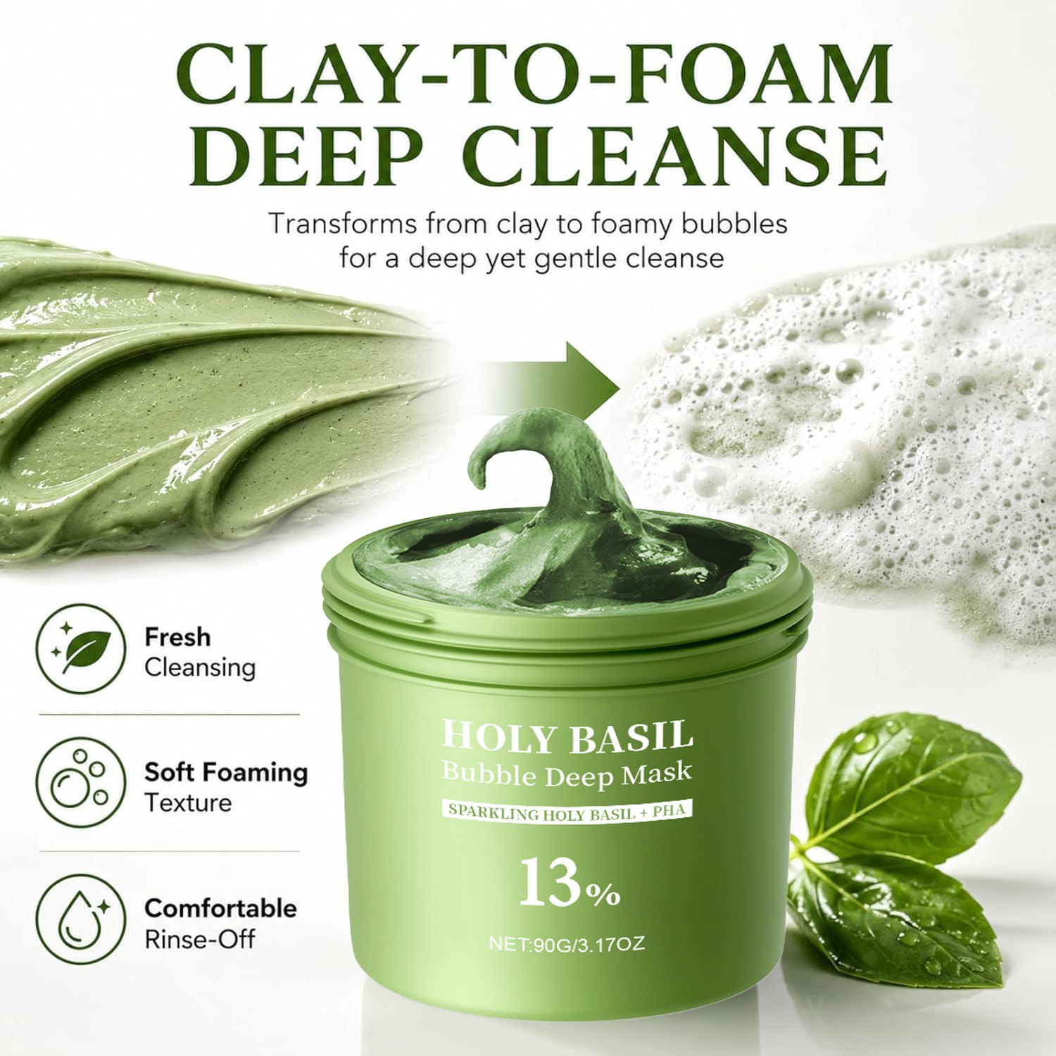 Holy Basil Bubble Deep Mask Cl - Dust Mask Construction recension och pris