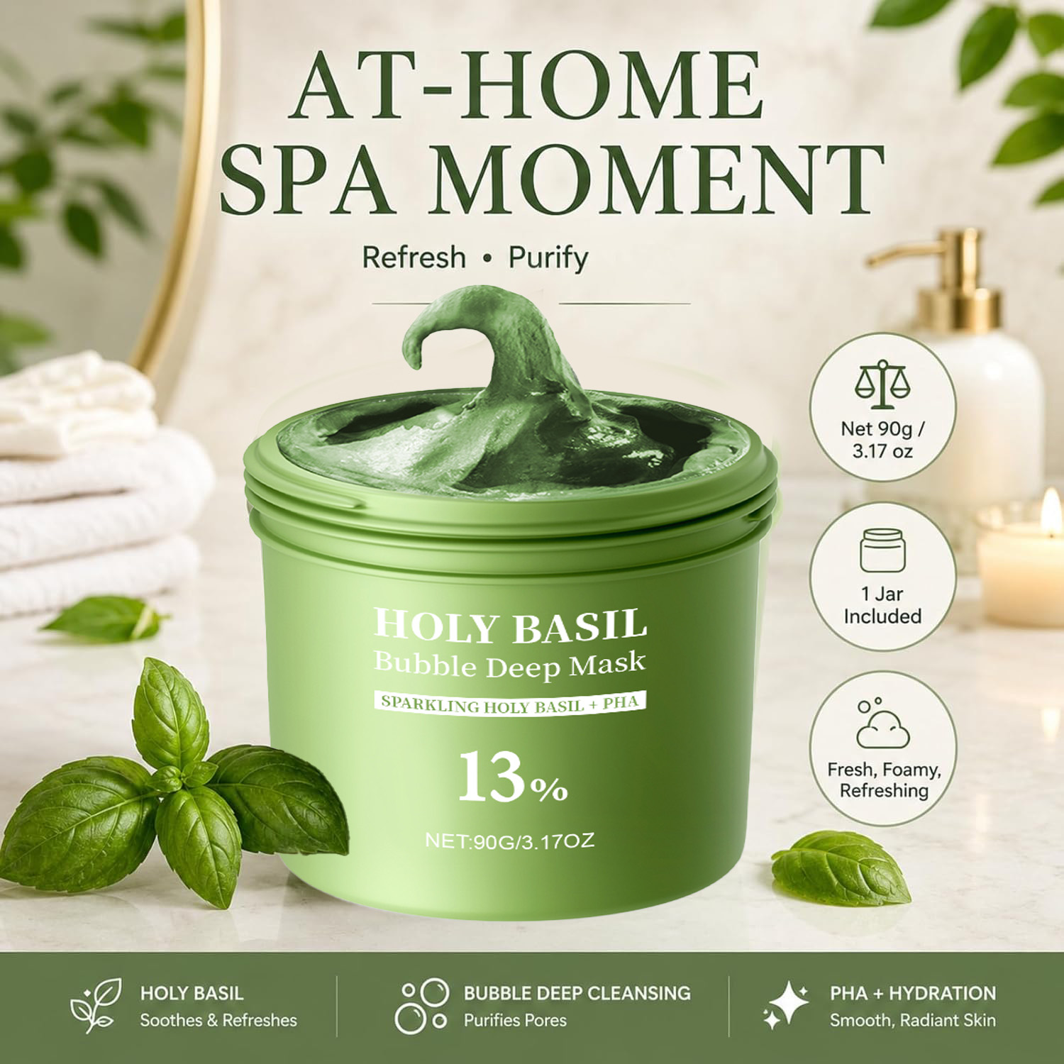 Holy Basil Bubble Deep Mask Cl - Dust Mask Construction recension och pris