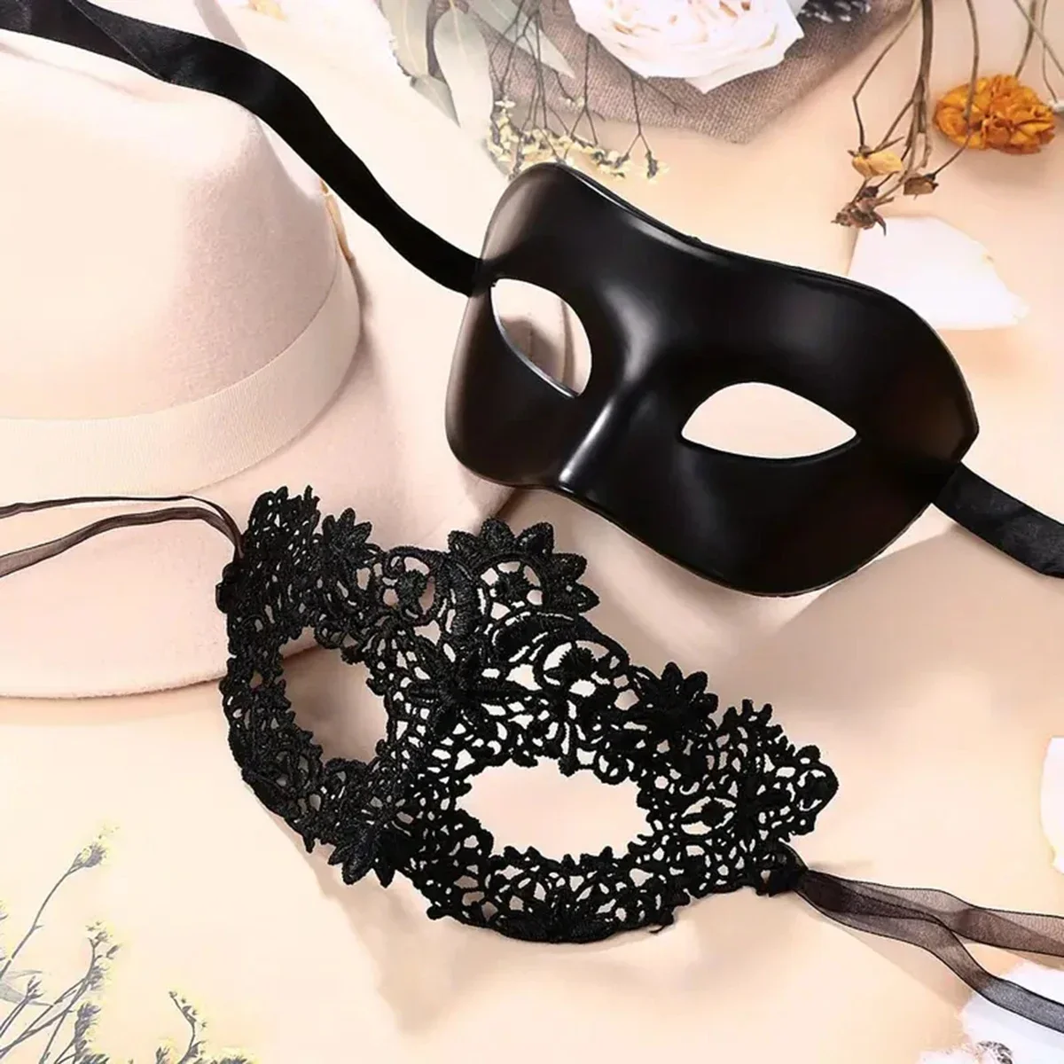 2pcs Elegant Black Lace Masque - Black Face Mask Pack recension och pris