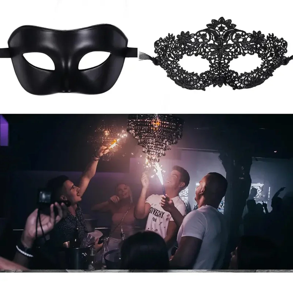 2pcs Elegant Black Lace Masque - Black Face Mask Pack recension och pris