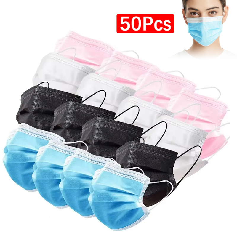 50Pcs 3-layer Mask Face Masks  - Disposable Mask Blue recension och pris