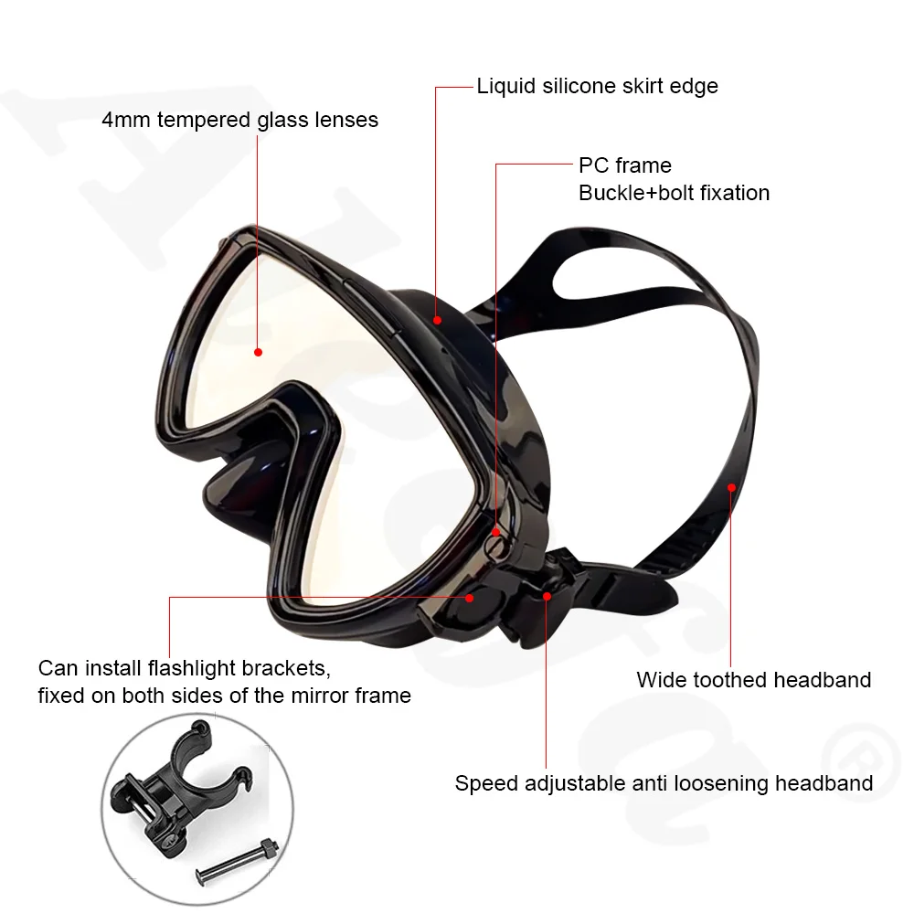 Scuba Diving Mask with flashli - Silicone Mask Bracket recension och pris